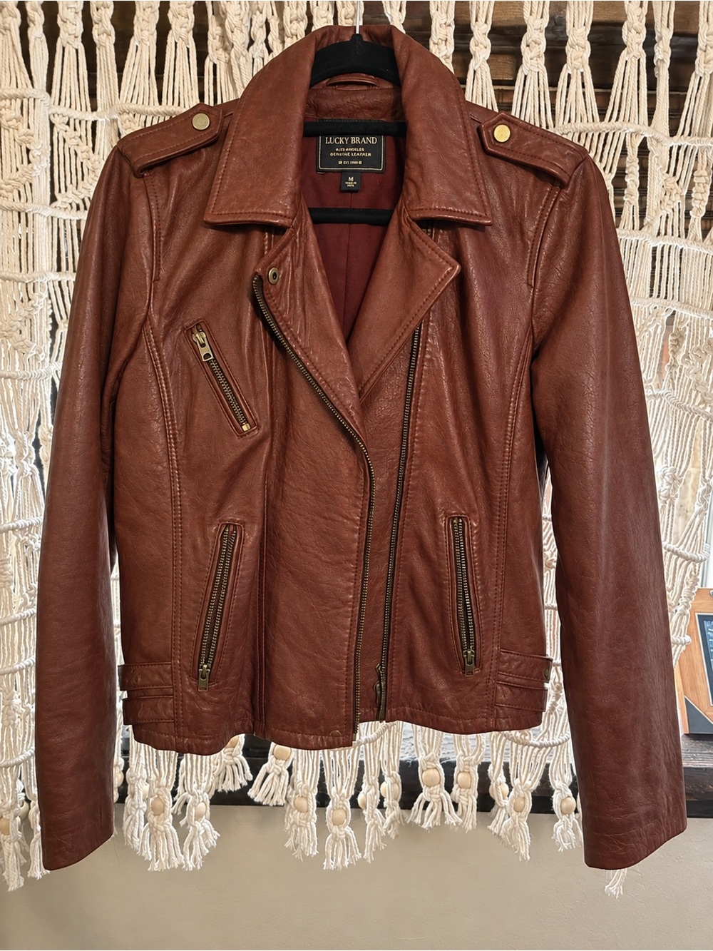Lucky Brand Women's NWOT Maroon Leather Moto Jacket